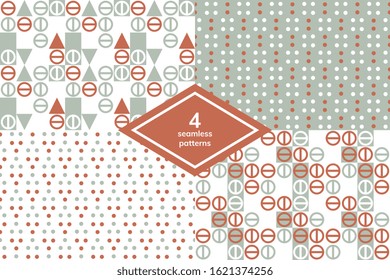 Seamless geometric decorative patterns set