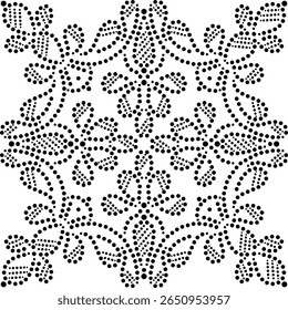 Padrão de design geométrico contínuo de flores com pétalas listradas irradiando para o centro, desenhado à mão Polka ponto Floral Vetor ilustração para bordado, tecido, almofada, cortina, tapete, papel de parede