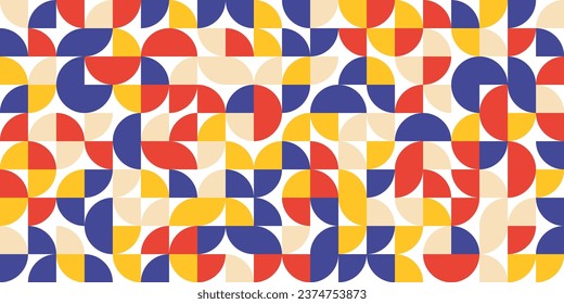Seamless geometric design vintage background trendy color abstract Bauhaus pattern