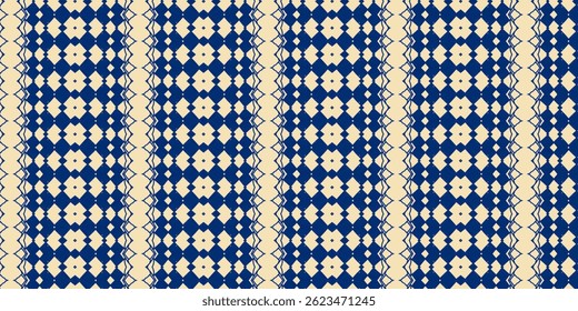 Seamless Geometric Diamond Pattern in Navy Blue and Beige