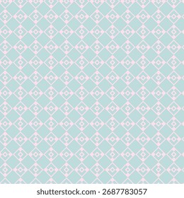 Seamless geometric diamond pattern in pastel pink and light blue