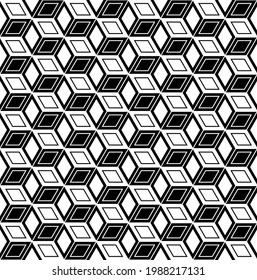 Seamless geometric diamonds and hexagons op art pattern with 3D illusion effect. Vector illustration.