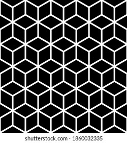 Seamless geometric diamonds and hexagons pattern. 3D illusion. Vector art.