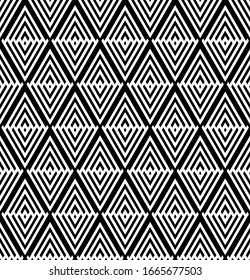 Nahtlose geometrische Diamantenmuster. Schwarz-Weiß-Textur. Vektorillustration Kunst.