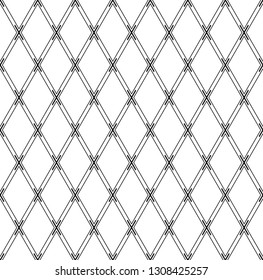 Seamless geometric diamonds pattern. Criss-cross lines texture. Vector art.