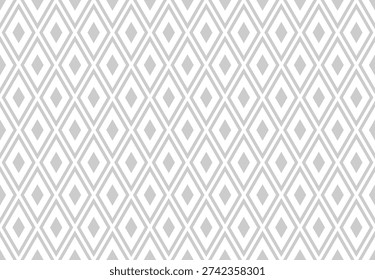 Seamless Geometric Diamonds Pattern. Light Grey Texture. Vector Art.