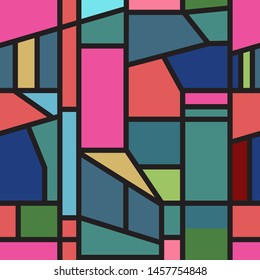 Seamless geometric of different shapes pattern. Abstract Patchwork bright background of different shapes-vector illustration.