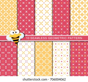 Seamless geometric digital pattern set. Unique abstract flower shapes, minimalistic style