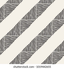 Seamless geometric doodle pattern in black and white. Adstract hand drawn lines retro texture.