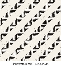 Seamless geometric doodle pattern in black and white. Adstract hand drawn lines retro texture.