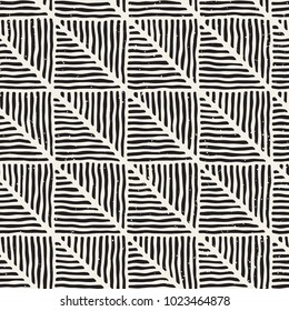 Seamless geometric doodle pattern in black and white. Adstract hand drawn lines retro texture.