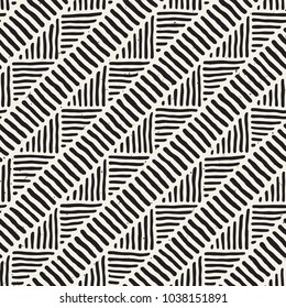 Seamless geometric doodle pattern in black and white. Adstract hand drawn lines retro texture.