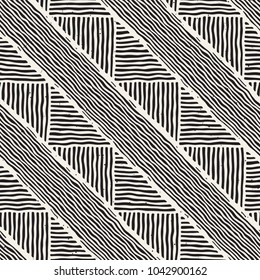Seamless geometric doodle pattern in black and white. Adstract hand drawn lines retro texture.