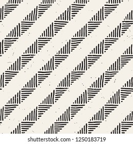 Seamless geometric doodle pattern in black and white. Adstract hand drawn lines retro texture.