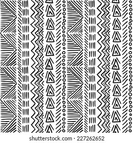 Seamless Geometric Doodle Pattern In Black And White