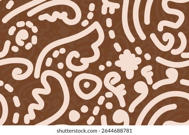 Seamless geometric and doodles line, traditional ikat pattern with earthy tones in geometric and tribal-inspired design. Ideal for textiles, wallpapers, and ethnic-themed projects.