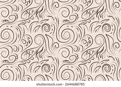 Seamless geometric and doodles line, traditional ikat pattern with earthy tones in geometric and tribal-inspired design. Ideal for textiles, wallpapers, and ethnic-themed projects.