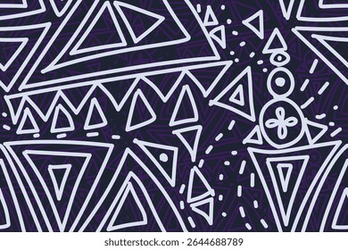 Seamless geometric and doodles line, traditional ikat pattern with earthy tones in geometric and tribal-inspired design. Ideal for textiles, wallpapers, and ethnic-themed projects.