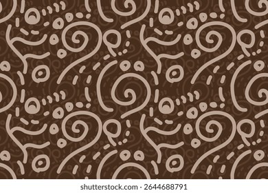 Seamless geometric and doodles line, traditional ikat pattern with earthy tones in geometric and tribal-inspired design. Ideal for textiles, wallpapers, and ethnic-themed projects.