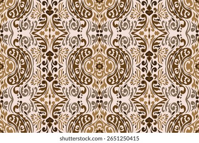 Seamless geometric and doodles line, traditional ikat pattern with earthy tones in geometric and tribal-inspired design. Ideal for textiles, wallpapers, and ethnic-themed projects.