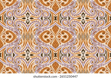 Seamless geometric and doodles line, traditional ikat pattern with earthy tones in geometric and tribal-inspired design. Ideal for textiles, wallpapers, and ethnic-themed projects.