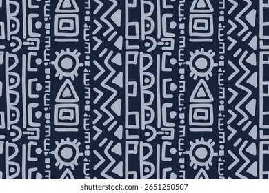 Seamless geometric and doodles line, traditional ikat pattern with earthy tones in geometric and tribal-inspired design. Ideal for textiles, wallpapers, and ethnic-themed projects.