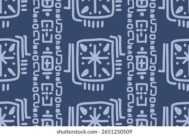 Seamless geometric and doodles line, traditional ikat pattern with earthy tones in geometric and tribal-inspired design. Ideal for textiles, wallpapers, and ethnic-themed projects.