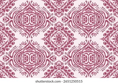 Seamless geometric and doodles line, traditional ikat pattern with earthy tones in geometric and tribal-inspired design. Ideal for textiles, wallpapers, and ethnic-themed projects.