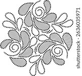 Seamless Geometric Dotted Floral Design Pattern of Swirling Knitted Flowers overarching coiled springs Hand drawn Floral Vector Illustration for embroidery fabric curtain cushion card carpet wallpaper