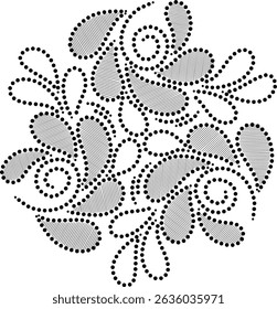 Padrão de design floral pontilhado geométrico sem costura de girando flores de malha que abrangem molas enroladas Desenhado à mão Vetor floral ilustração para bordado tecido cortina cartão tapete papel de parede