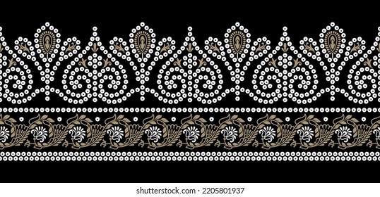 seamless geometric dotted flowers and border
