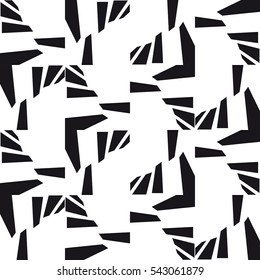 Seamless geometric dynamic graphic black-and-white pattern. Vector illustration.
