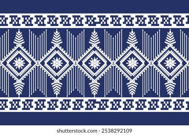 Patrón de bordado geométrico sin costuras. Patrón étnico. Ilustración de fondo azul oscuro, borde de Fondo de pantalla, Vector, bufanda, patrón de tela.