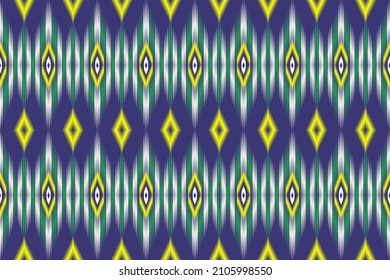 Seamless geometric ethics oriental ikat pattern with diamond shape design for decorating, wallpaper,clothing, fabric,textile,batik,silk,background ,carpet and etc.Vector illustration.