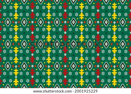 Seamless geometric ethnic asian oriental and tradition pattern design for texture and bachground. Silk and fabric pattern decoration for carpet, clothing, Christmas Holiday.