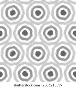 Seamless Geometric ethnic circle pattern in white, gray mandala pattern background. Simple Round ikat type used textile pattern.