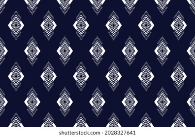 Seamless Geometric ethnic embroidery patterns with Dark Blue background for wallpaper,skirt,carpet,wallpaper,clothing,wrapping,Batik,fabric,sheet for Vector, illustration style.eps