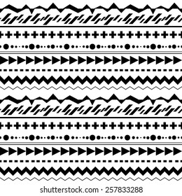 Seamless Doodle Geometric Pattern Black White Stock Vector (Royalty ...