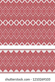 Seamless geometric ethnic pattern and border. Traditional Eastern Asian style.