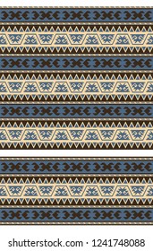 Seamless geometric ethnic pattern and border. Traditional Turkish kilim style.  Swatch and pattern brush are included in EPS file.