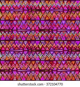 Seamless geometric ethnic pattern. Bright colored structure of the traditional folk forms. Vector painted hands.