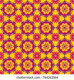 Seamless geometric ethnic  pattern. Fashion mexican, navajo or aztec, native american ornament.  Colored vector design element for frame and border, textile, fabric or paper print. Vector background