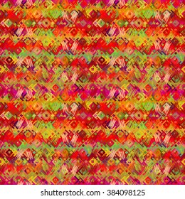 Seamless geometric ethnic pattern, hand drawn, the structure of the traditional folk motifs, vector. For the design and decoration background, wallpaper, packaging, fabrics, textiles.