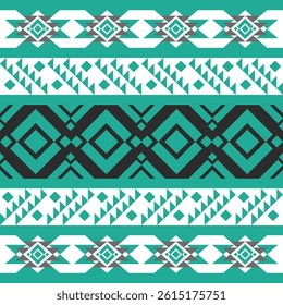 Seamless geometric ethnic pattern on gray, green background. Native American tribal fabric. embroidery pattern. Suitable for textile, tile, Navajo. Vector illustration design. indian traditional dress