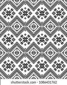 Seamless geometric ethnic pattern. Philippine style. Black color, no background.