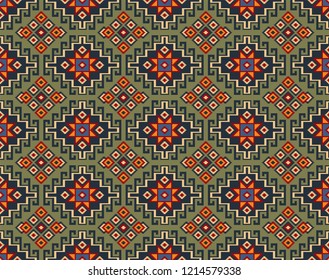 Seamless geometric ethnic pattern. Traditional Asian kilim style.