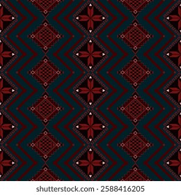 Seamless geometric ethnic pattern. Traditional tribal style. Decorated with sweet pink. Mysterious but sweet colors. Design for background, illustration, texture, fabric, wallpaper, clothing, carpet, 