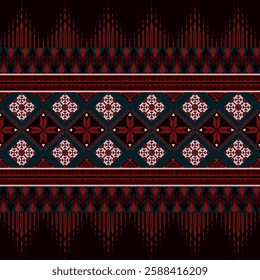 Seamless geometric ethnic pattern. Traditional tribal style. Decorated with sweet pink. Mysterious but sweet colors. Design for background, illustration, texture, fabric, wallpaper, clothing, carpet, 