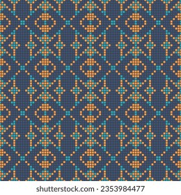 Seamless Geometric Ethnic Patterns can be used for backgrounds, Clothing, Fabric, Batik, Knitwear, Embroidery, Ikkat, Pixel pattern. Traditional design.