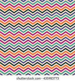 Seamless geometric ethnic zigzag pattern in retro colors